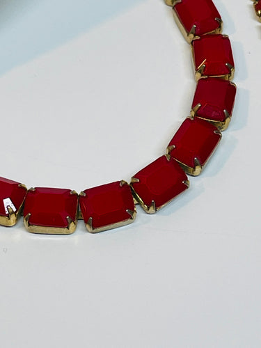 Weiss Red Prong Set Collar Necklace